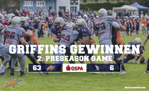 Rostock Griffins gewinnen gegen Vorpommern Vandals 63:6