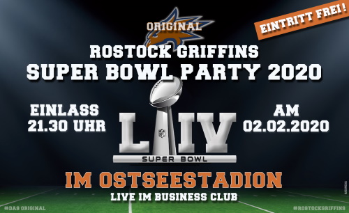 Die Rostock Griffins veranstalten eine Super Bowl Party im Ostseestadion