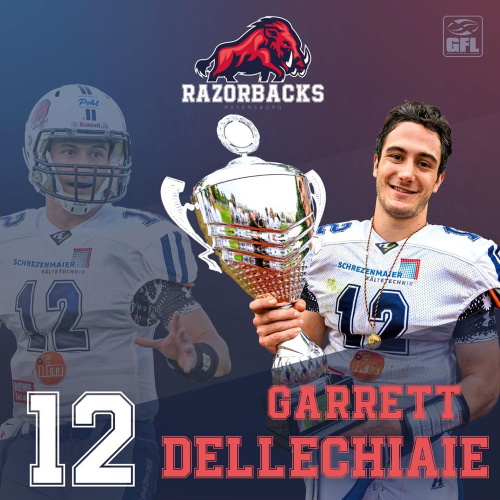 Garrett Dellechiaie bleibt 2020 Quarterback der Ravensburg Razorbacks