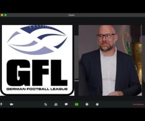 GFL Ligasprecher Carsten Dalkowski beim Zoom Meeting